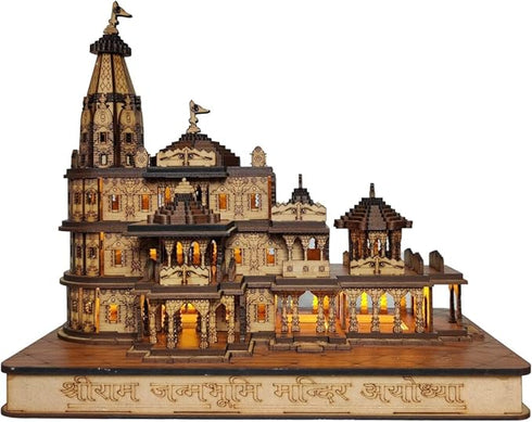 Shri Ram Mandir Ayodhya 3D Decorative Showpiece with Multicolor Lights